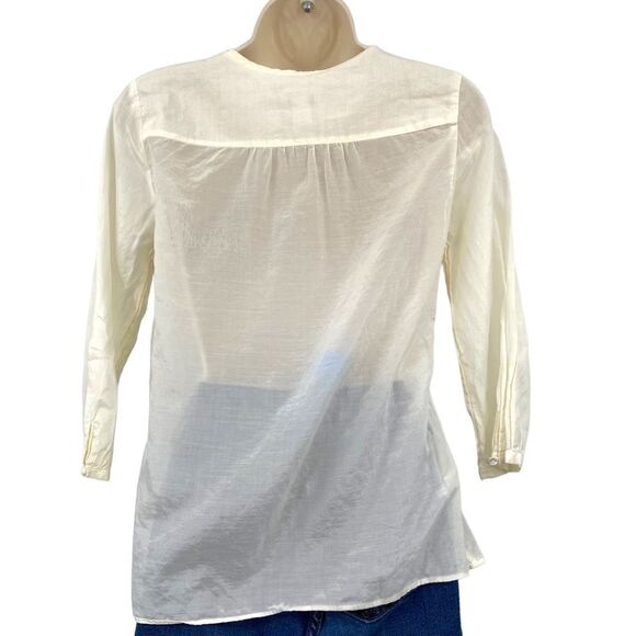 J. Crew Women’s Ivory Silk Blend Ruffle Blouse Size 2P - Picture 3 of 6